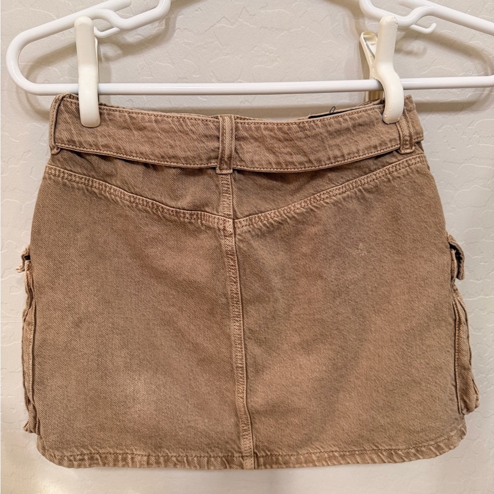stradivarius Tan Utility Mini Skirt with Silver Buckle 100% cotton - Picture 5 of 9